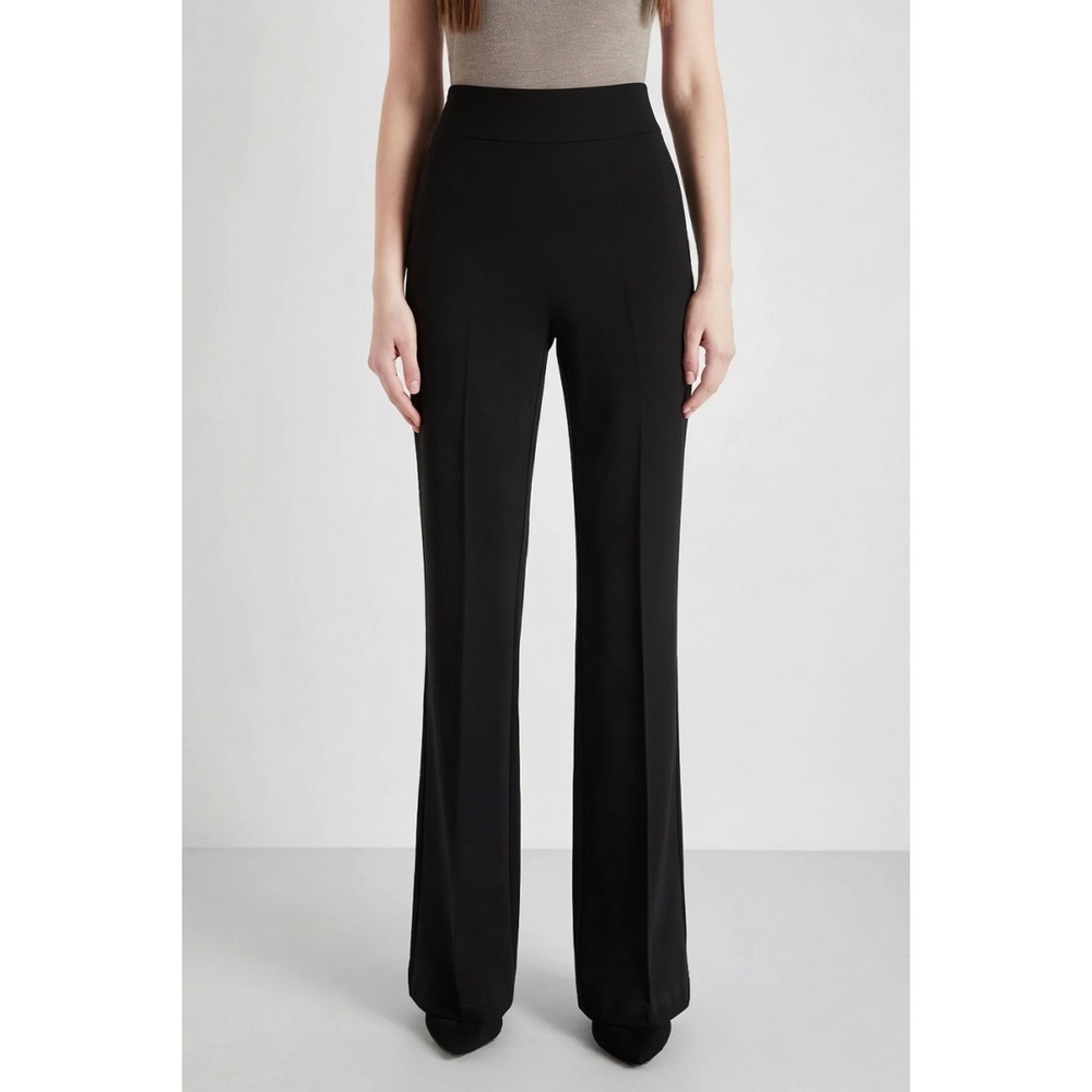 Lafayette 148 New York Black Wool Blend Straight Leg Trousers Pants Womens 8